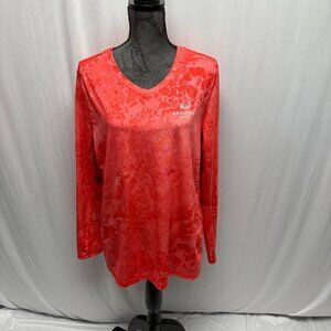 Realtee Fishing Red Camo Long Sleeve Shirt Womens Size XL Performance Comfy
